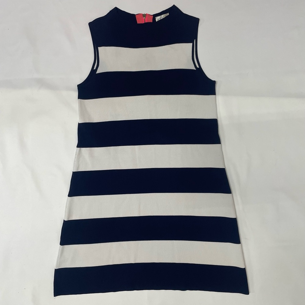 Eliza J Women's Navy Blue/White Preppy Resort Nautical Sheath Knit Dress Size 6